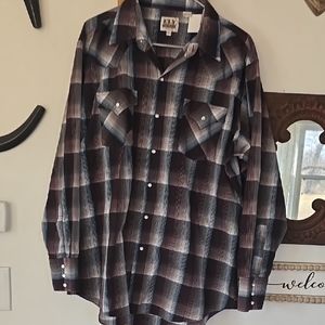 Ely Cattleman Plaid Pearl Snap Button-Up Shirt
